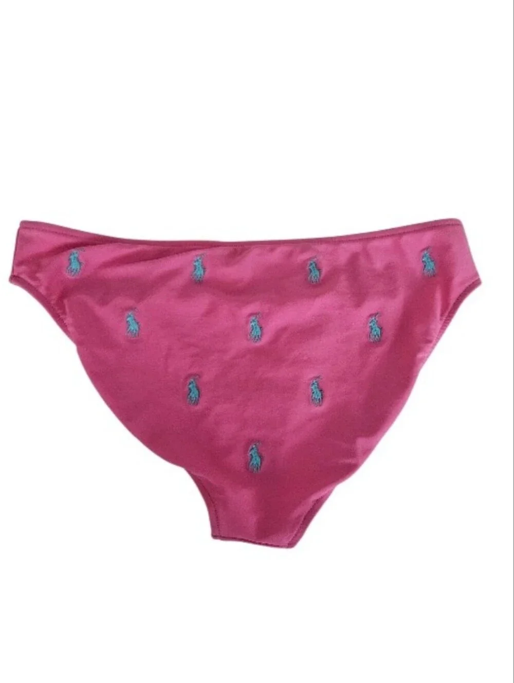Ralph Lauren Hot Pink Bikini Bottoms with Blue Pony Embroidery - Picture 2 of 4